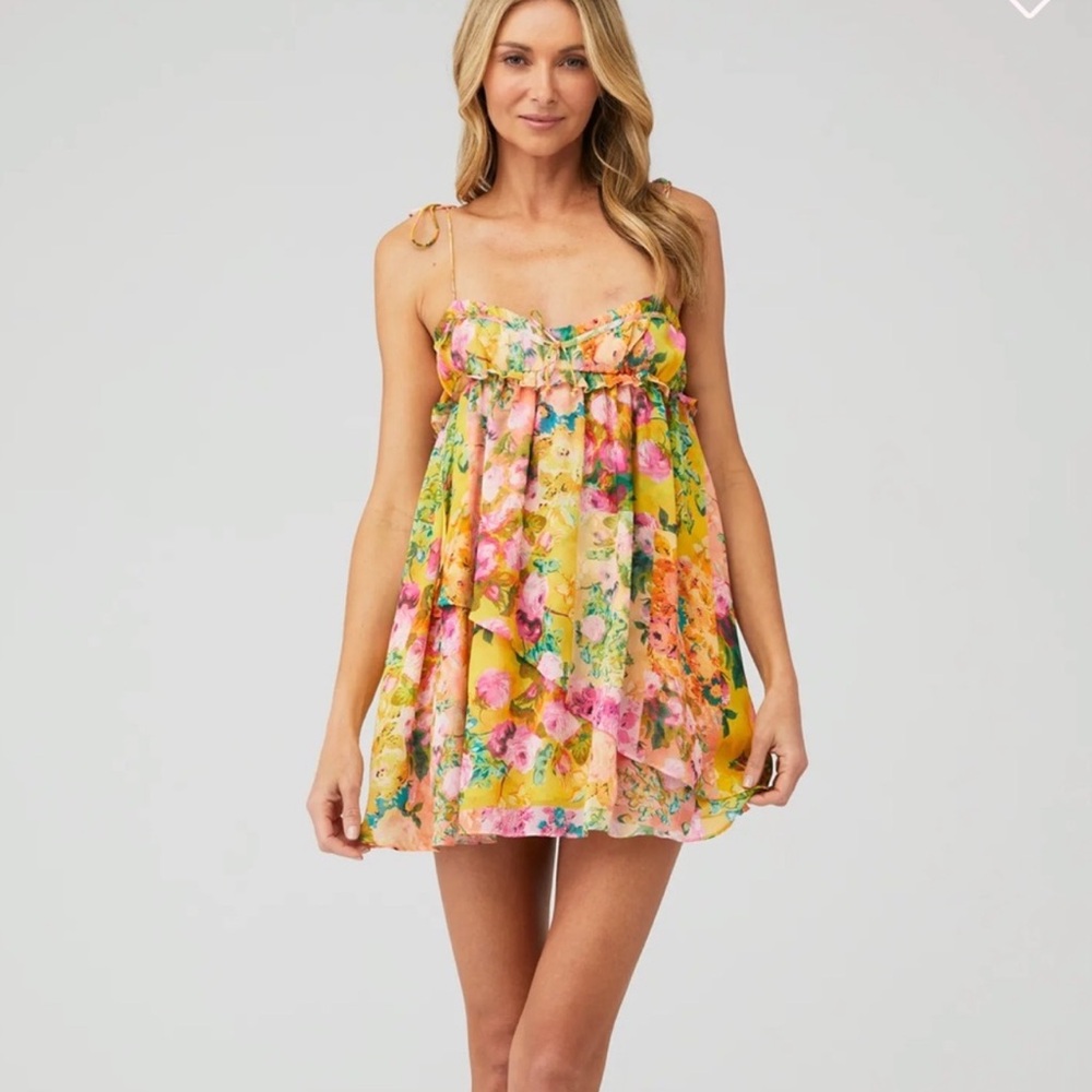 For Love and Lemons chiffon mini dress